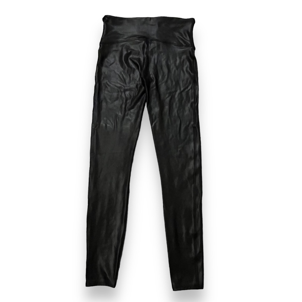 Spanx Faux Leather Leggings High Rise Compression Pull On Shaping Black Small